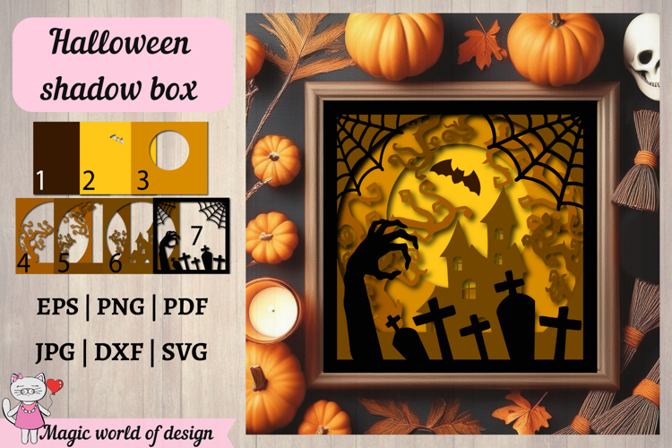 Halloween Shadow Box SVG, Cricut Silhouette