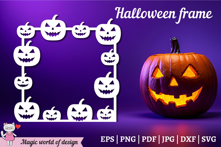 Halloween Frame Horrible pumpkins SVG, paper cutting