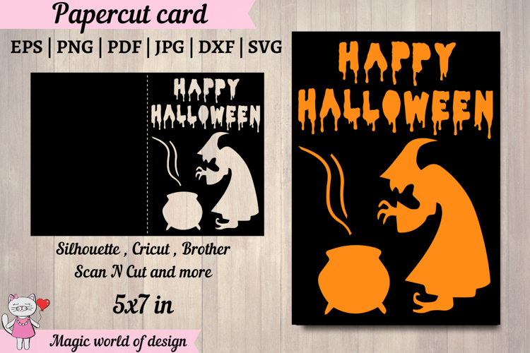 Witch Halloween Card SVG: Halloween Greeting Card SVG