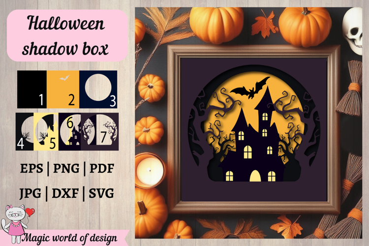 Halloween Shadow Box Template SVG