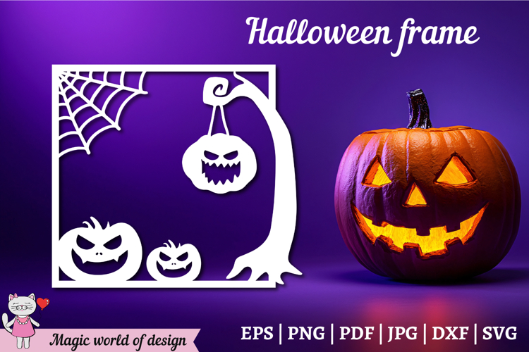 Halloween Festive pumpkin Frame svg digital cut file