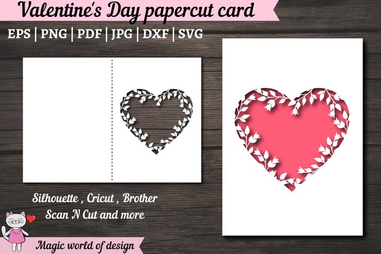 Valentines Love Heart card svg, Paper Cut Card svg