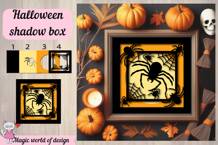 Halloween spider and web Shadow Box SVG, Cricut Silhouette