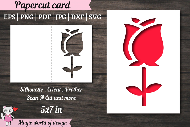 Tulips Flowers Paper Cut Card svg