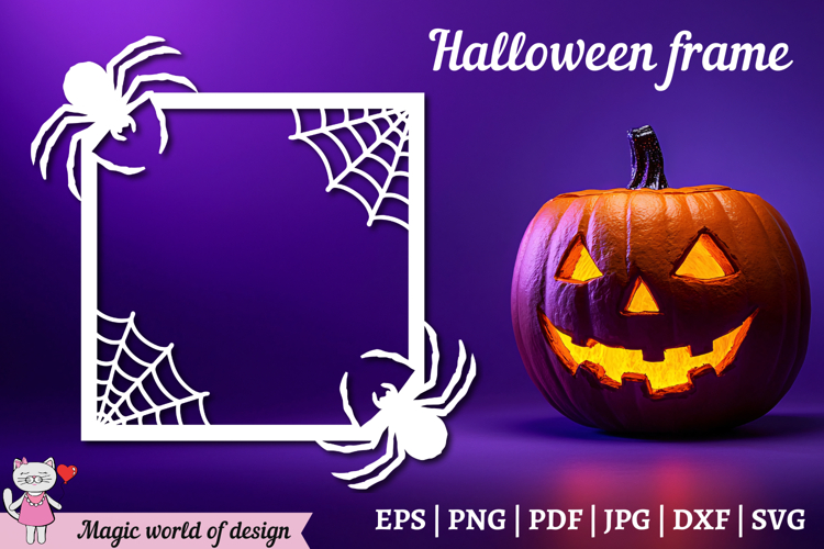 Halloween Frame with web and spider SVG, paper cutting