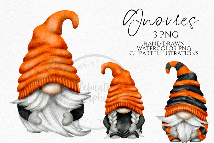 Orange Black Gnomes | Gnome Clipart PNG