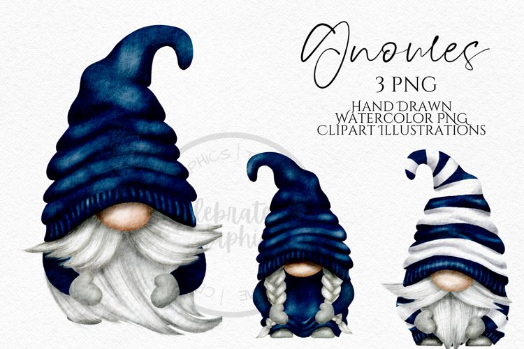 Dark Blue White Gnomes | Gnome Clipart PNG example image 1