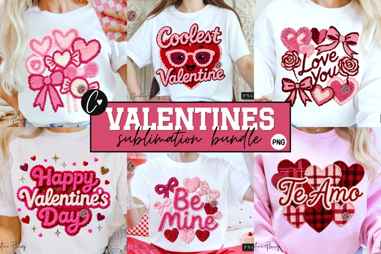 Valentine Faux Latch Hook PNG Bundle