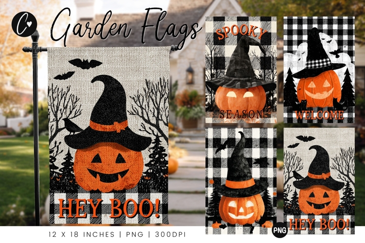 Jack O Lantern Halloween Garden Flag Sublimation Design