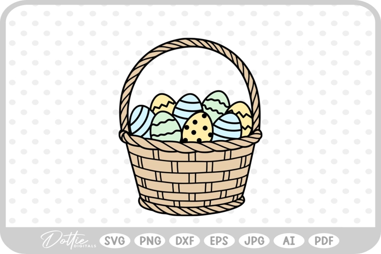 Easter Eggs In Basket Spring Time SVG PNG DXF