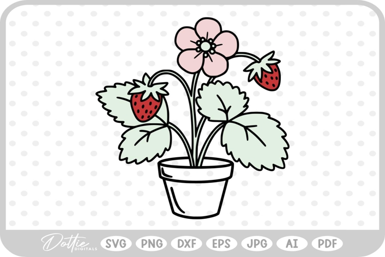 Strawberry Plant SVG PNG DXF