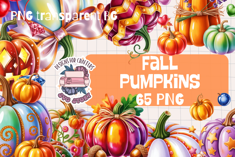 Autumn Pumpkins Clipart Bundle Sublimation 65 PNG