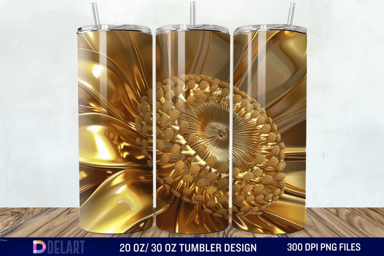 3D Gold Sunflower Tumbler Wrap example image 1
