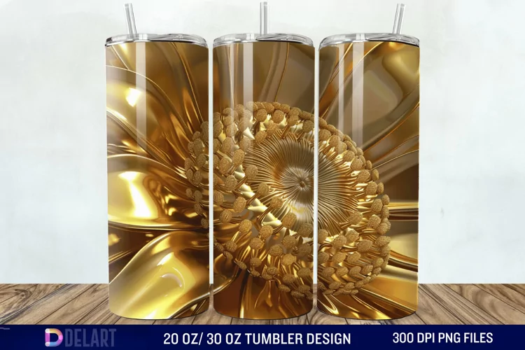 3D Gold Sunflower Tumbler Wrap