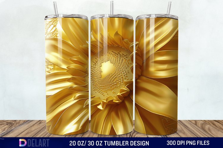 3D Gold Sunflower Tumbler Wrap example image 1