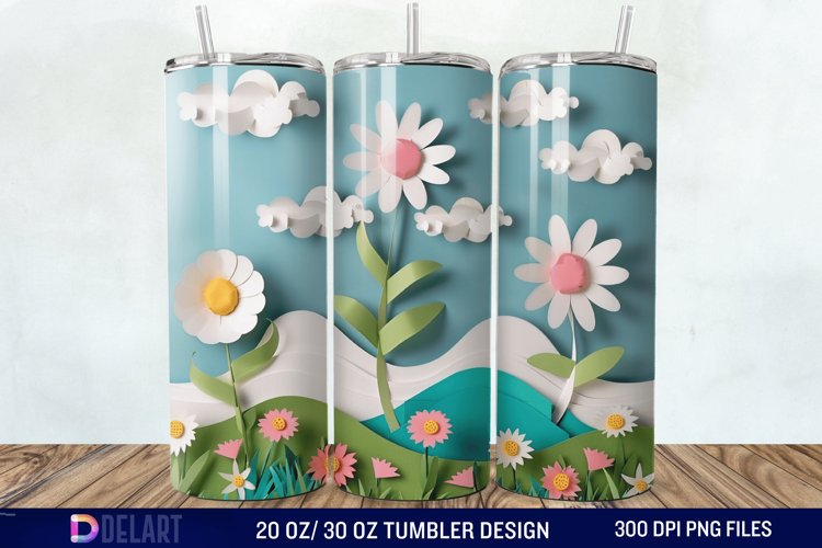 3D Paper Landscape Flower Tumbler Wrap example image 1