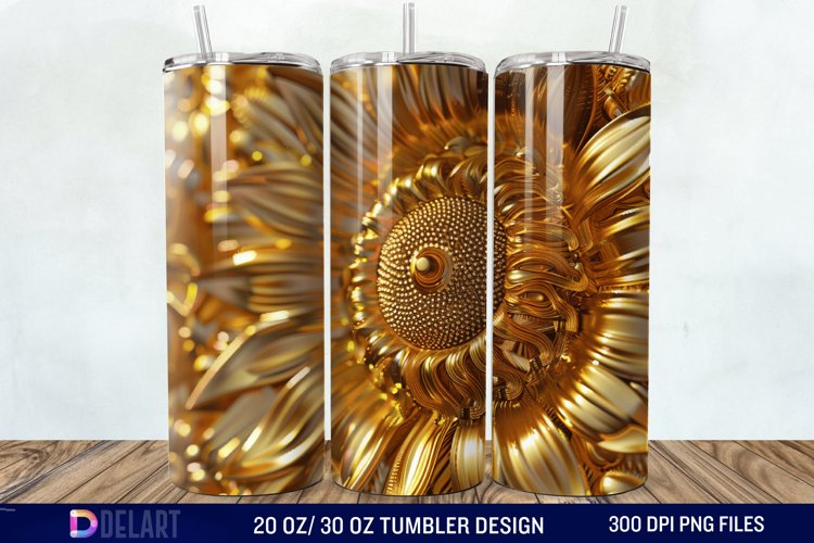 3D Gold Sunflower Tumbler Wrap example image 1