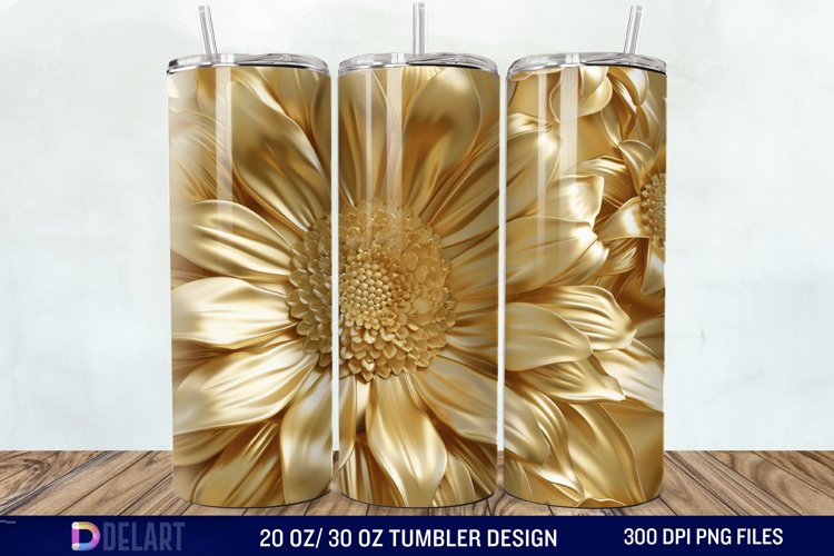 3D Gold Sunflower Tumbler Wrap example image 1