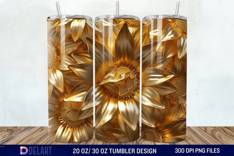 3D Gold Sunflower Tumbler Wrap example image 1