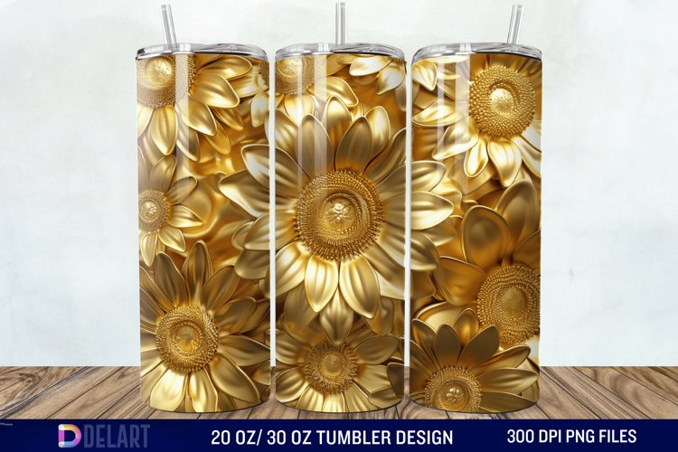 3D Gold Sunflower Tumbler Wrap