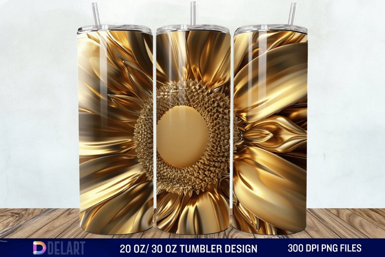 3D Gold Sunflower Tumbler Wrap example image 1