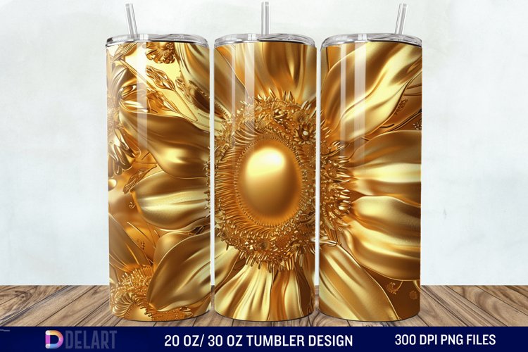 3D Gold Sunflower Tumbler Wrap example image 1