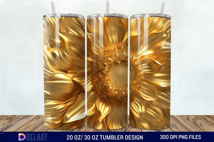 3D Gold Sunflower Tumbler Wrap example image 1