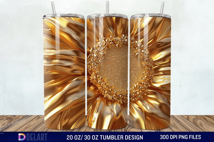 3D Gold Sunflower Tumbler Wrap example image 1
