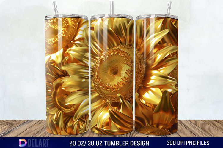 3D Gold Sunflower Tumbler Wrap example image 1