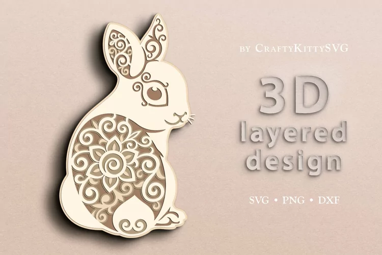 Easter Bunny SVG, 3D Layer Bunny, Paper Layered Bunny Craft