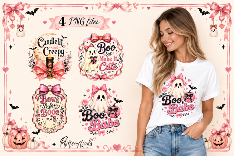 Coquette Halloween Sublimation Designs | Pink Ghost Quotes