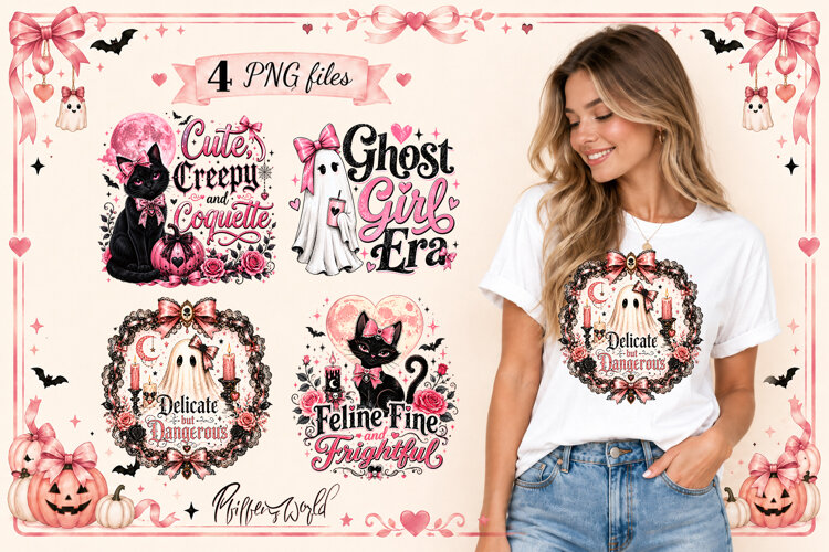 Coquette Halloween Sublimation Designs | Black cat Quotes example image 1