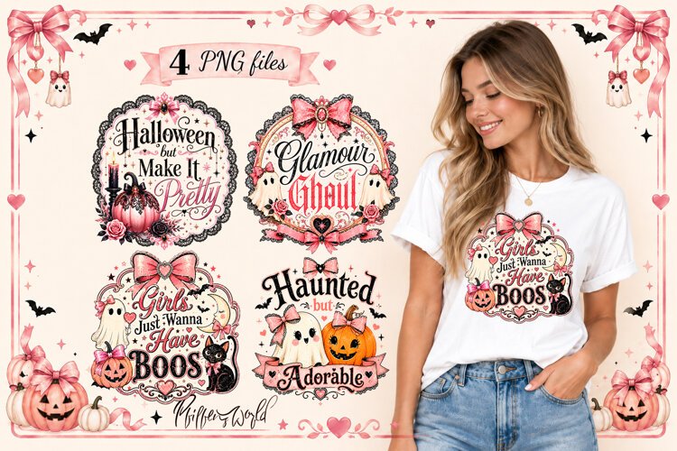 Coquette Halloween Sublimation Designs | Pink & Glamour example image 1