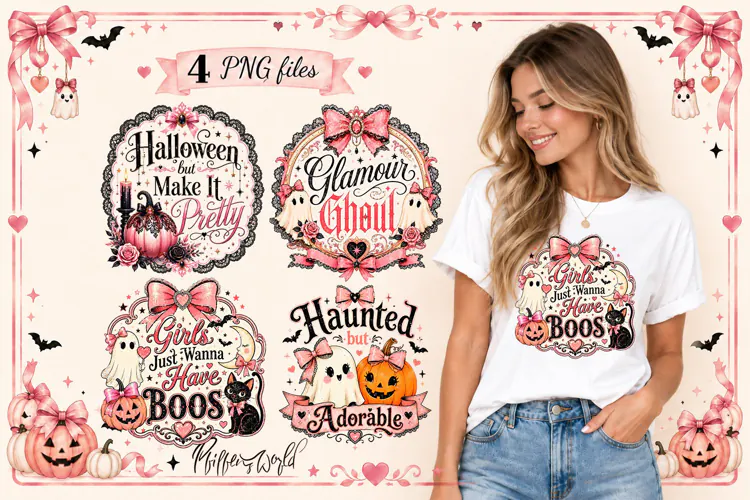 Coquette Halloween Sublimation Designs | Pink & Glamour