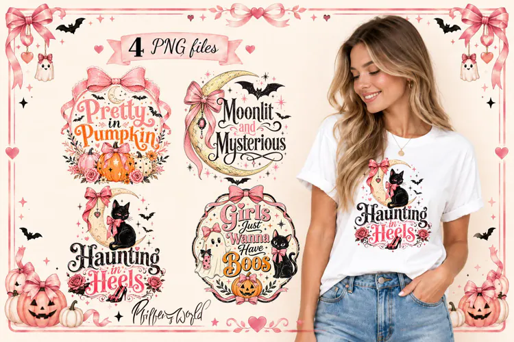 Coquette Halloween Sublimation Designs | Pretty Pumpkin