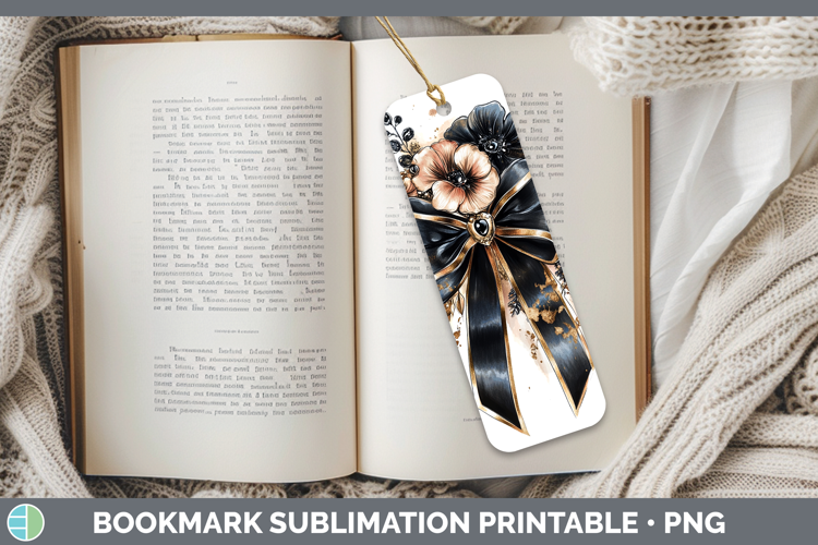 Coquette Bow Black Bookmark Sublimation Printable Designs