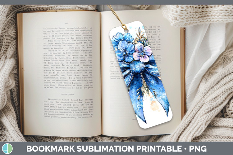Coquette Bow Blue Bookmark Sublimation Printable Designs