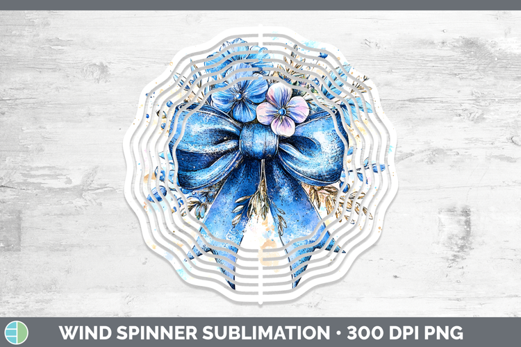 Coquette Bow Blue Wind Spinner Sublimation Spinner Designs