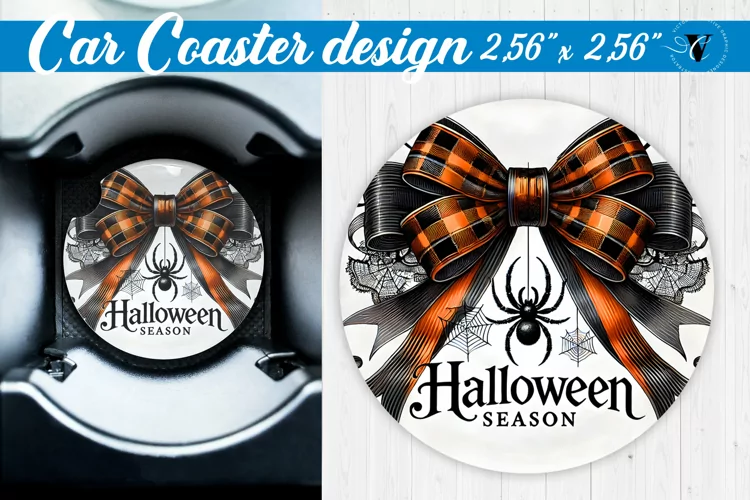 Car Coaster | Halloween sublimation | Coquette Bow