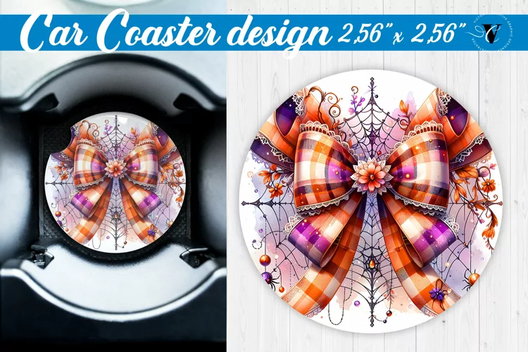 Car Coaster | Halloween sublimation | Coquette Bow