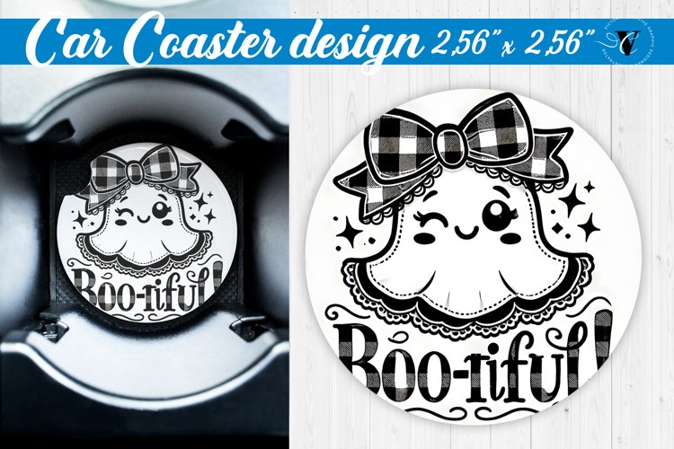 Car Coaster | Halloween sublimation | Coquette Bow example image 1