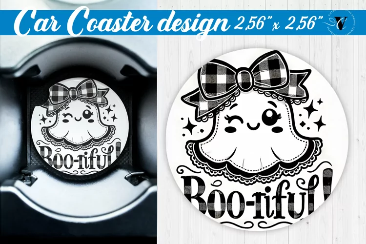 Car Coaster | Halloween sublimation | Coquette Bow