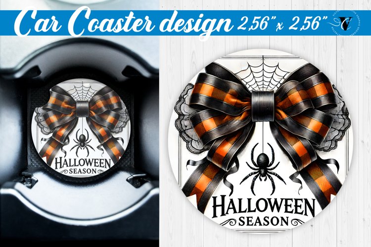 Car Coaster | Halloween sublimation | Coquette Bow example image 1