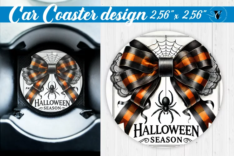 Car Coaster | Halloween sublimation | Coquette Bow