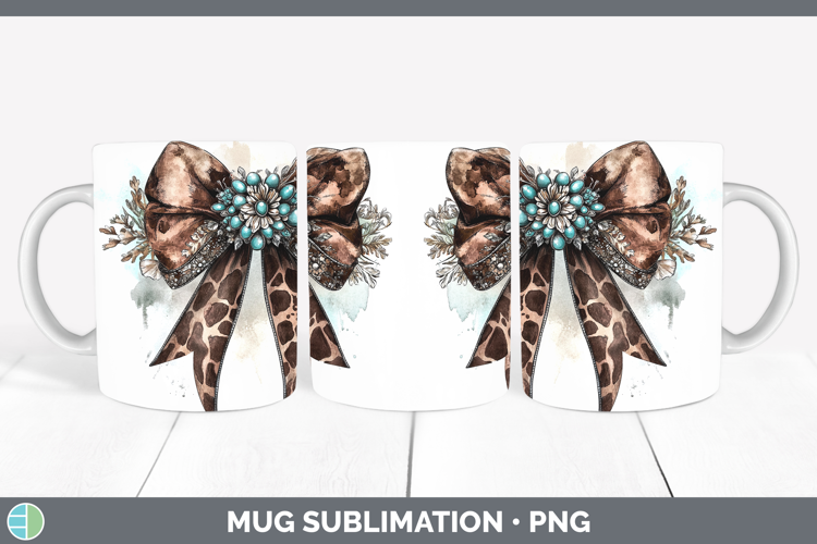 Coquette Bow Cowhide Mug Wrap Sublimation Coffee Cup Designs