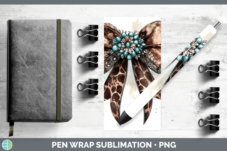 Coquette Bow Cowhide Pen Wrap Sublimation Pen Designs