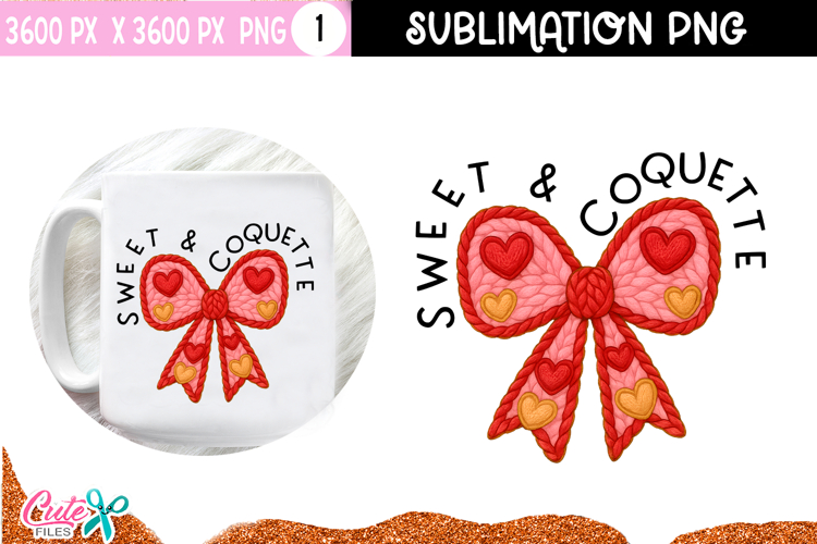 Coquette Bow Crochet valentine Sublimation |DTF Transfer