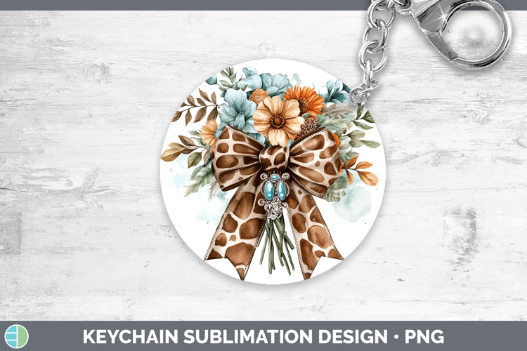 Coquette Bow Giraffe Keychain Sublimation Keyring Designs