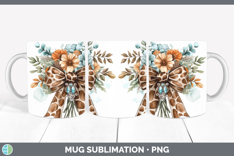 Coquette Bow Giraffe Mug Wrap Sublimation Coffee Cup Designs