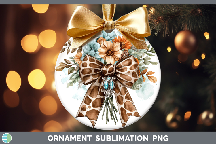 Coquette Bow Giraffe Ornament Sublimation Bauble Designs